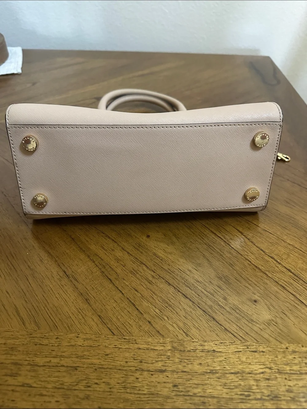 MICHAEL KORS Blush Saffiano Leather Satchel with Gold Hardware